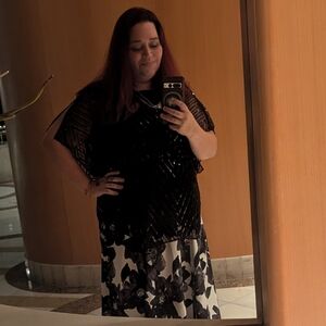 Pretty Guide Black Sequined formal night/party blouse size large‎ Feminine